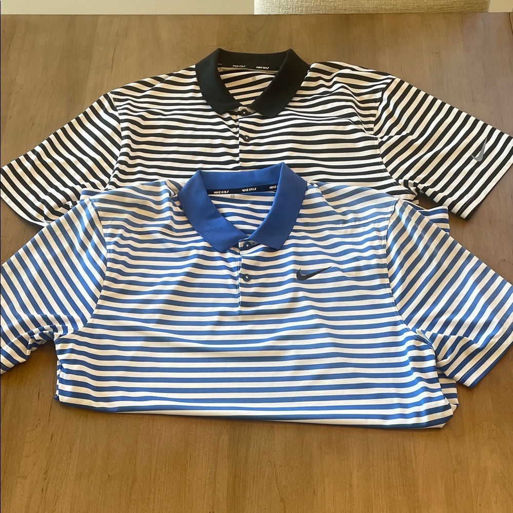 Nike Golf Large Dri-FIT polos/narrow-striped bundle of 2.